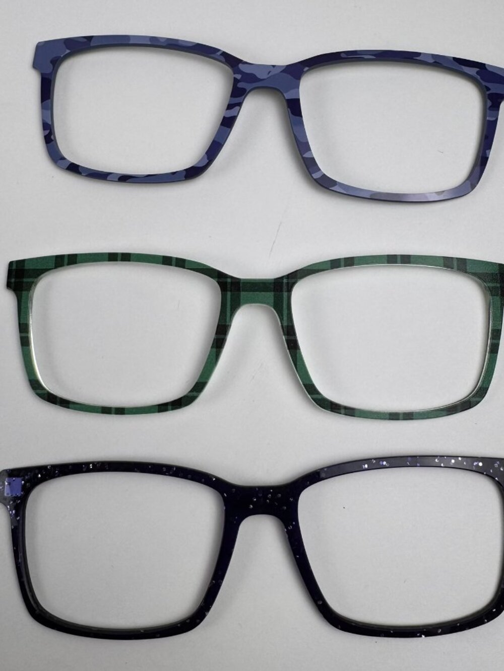 pair eyewear the kirby magnetic glasses toppers lot of 3 camo plaid glitter